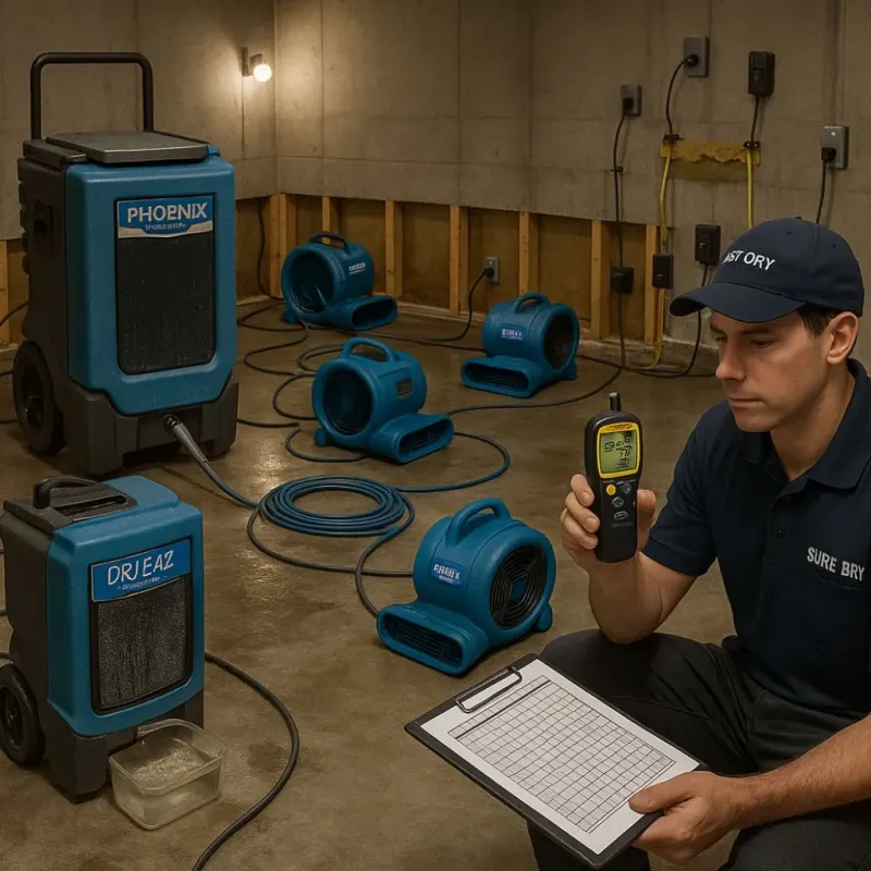 Structural Drying and Dehumidification process in Jewett, TX
